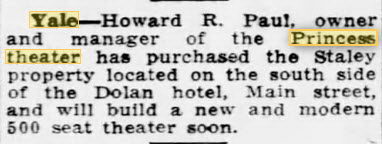 Princess Theatre - 21 Apr 1937 Owner Building New Theater Probably The Yale (newer photo)